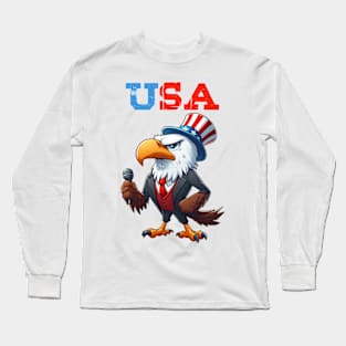 USA Bald Eagle Illustration Long Sleeve T-Shirt